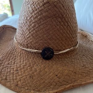 San Diego Hat Company Brown Straw Hat with Button Detail